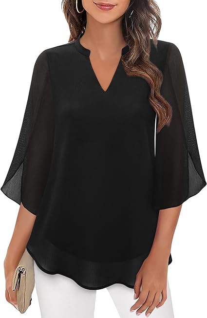 Bluse Damen mit V-Ausschnitt und weiten Ärmeln | L&F - 1 - Lieblingsform