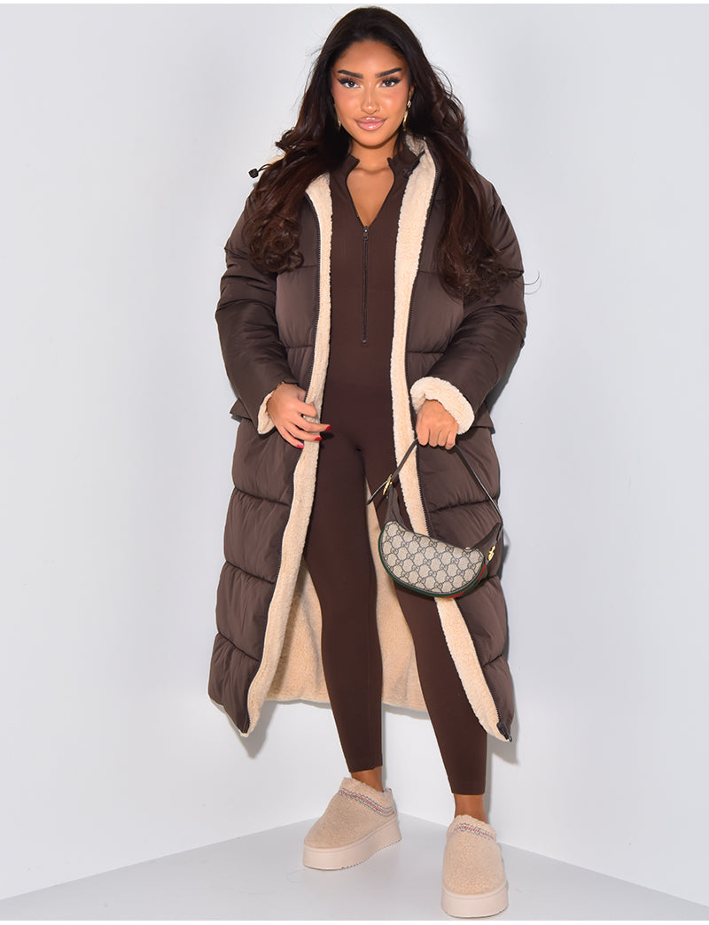 Steppmantel Damen | Langer Schnitt mit Kapuze und praktischen Taschen | L&F - 16 - Lieblingsform