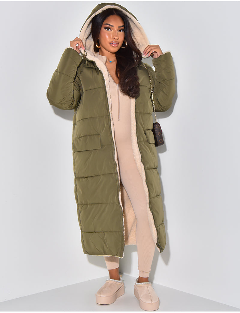 Steppmantel Damen | Langer Schnitt mit Kapuze und praktischen Taschen | L&F - 21 - Lieblingsform