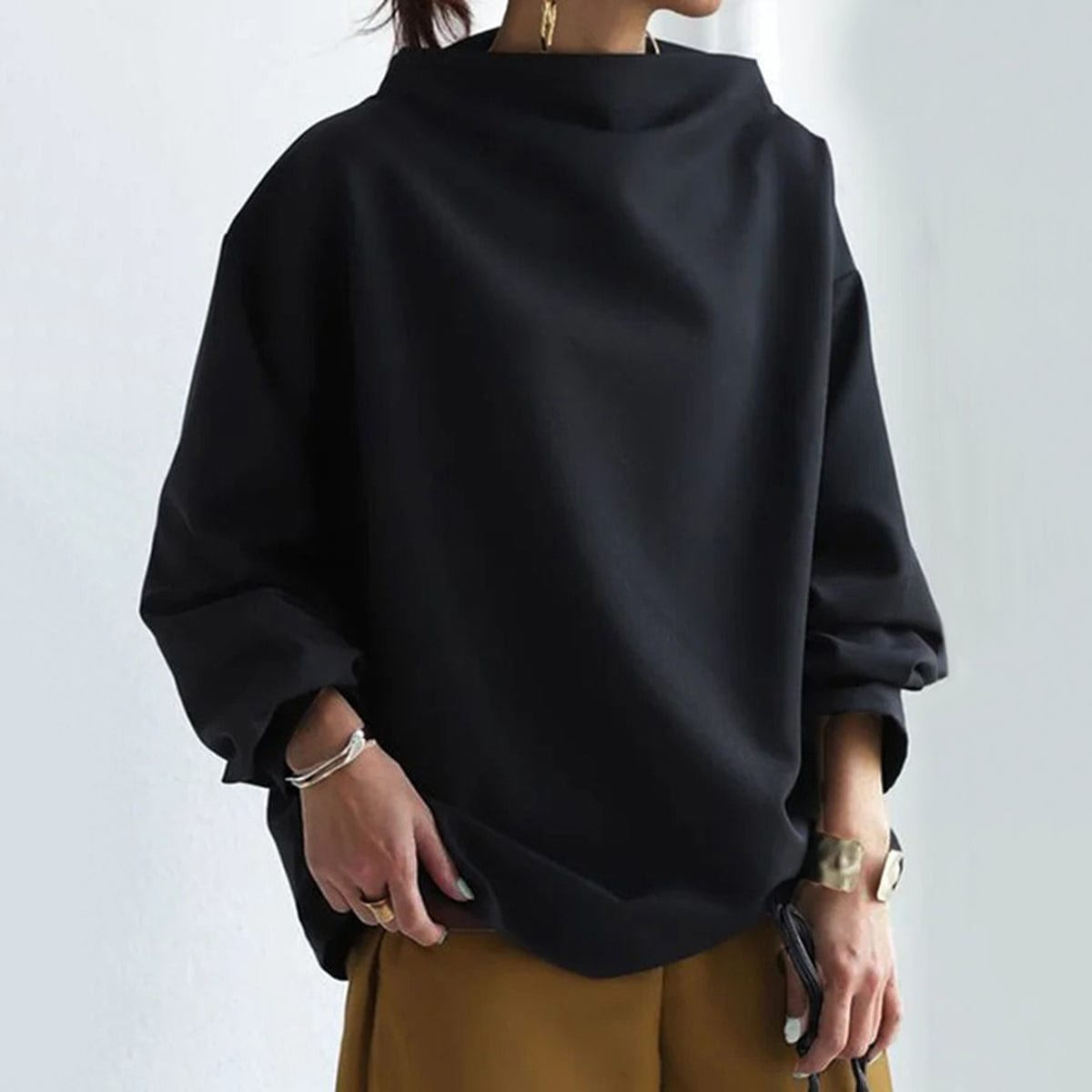 Pullover Damen mit weitem Schnitt + eleganter Kragen + lockere Passform | L&F - 6 - Lieblingsform