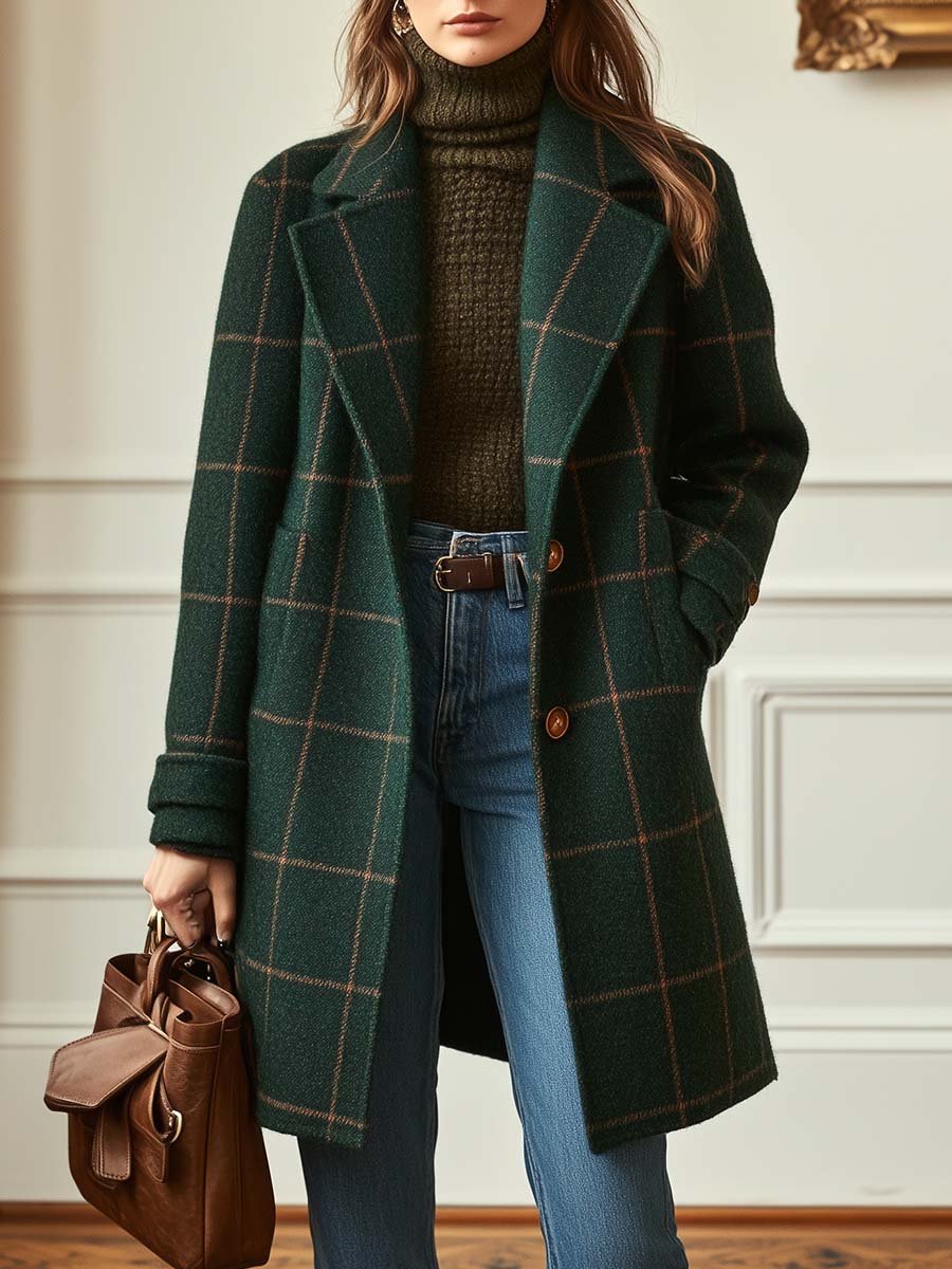 Wollmantel Damen | Eleganter Schnitt mit Karomuster | L&F - 1 - Lieblingsform