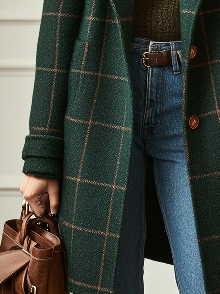 Wollmantel Damen | Eleganter Schnitt mit Karomuster | L&F - 3 - Lieblingsform