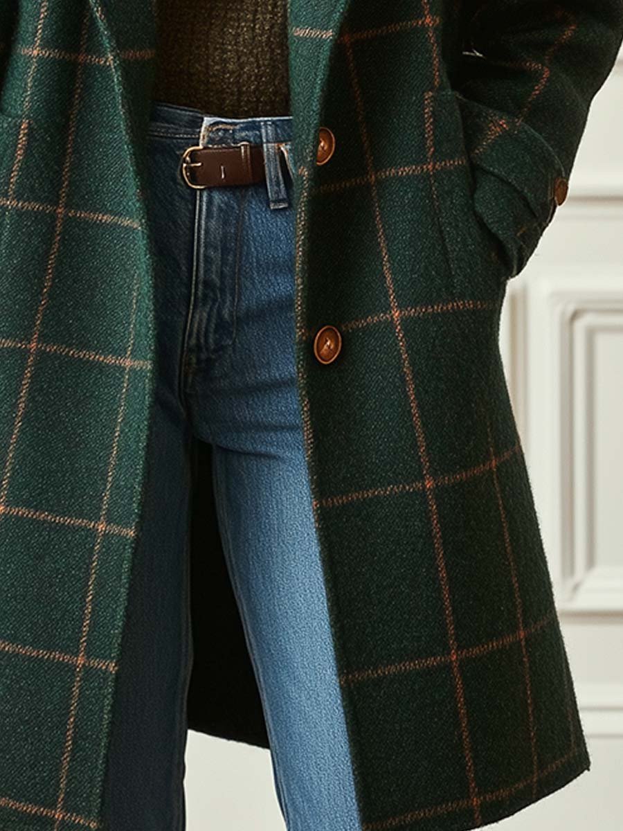 Wollmantel Damen | Eleganter Schnitt mit Karomuster | L&F - 4 - Lieblingsform