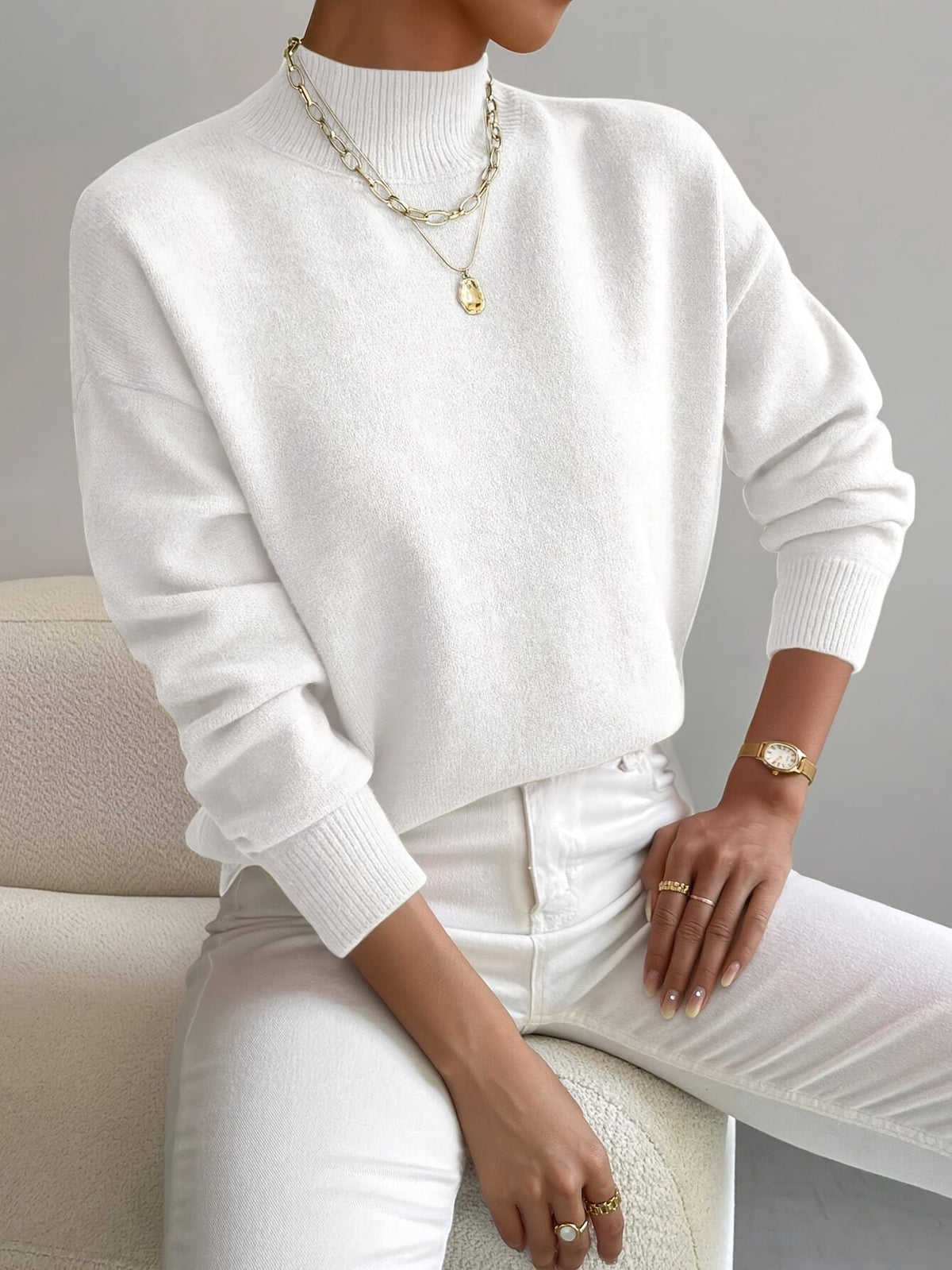 Pullover Damen mit Stehkragen und lockerer Passform | L&F - 10 - Lieblingsform